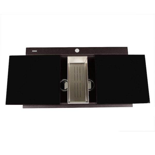 Nantucket Sinks Large Double Bowl Prep Station Topmount Granite Composite Brown PR3420PS-BR - main